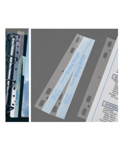 Bandelle adesive con perforazione universale che permettono di archiviare documenti o folder a più pagine che non si desidera perforare. Formato 29.5cm.