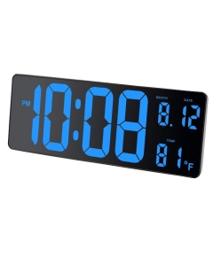Orologio LCD a tripla funzione: ora, calendario e temperatura. Funzione calendario: visualizzazione dell'ora; giorno e mese. Funzione temperatura in Celsius / Fahrenheit. Ottima visibilità dell'ora grazie ai caratteri alti 11cm. Può essere fissato a muro 