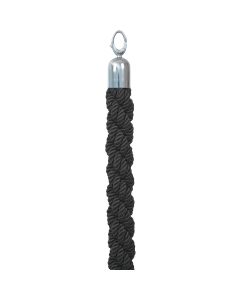 Cordone intrecciato spesso e resistente con moschettoni in acciaio lucido.Cordone 150cm Ø 4cm colore nero.