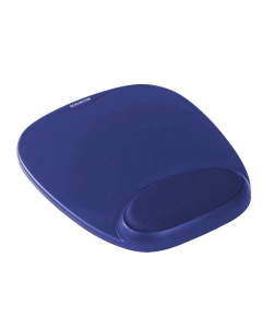 Mousepad con poggiapolsi in schiuma Memory dall'imbottitura che si modella sulla reale curva del polso e sostiene i movimenti naturali durante l'uso del mouse. Rivestimento in lycra, colore blu.