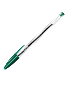 La penna CRISTAL fine con cappuccio e tappino del colore dell'inchiostro, fusto esagonale trasparente o traslucido per il controllo dell'inchiostro. Punta 1,0mm. Colore: verde.Confezione 50 pezzi.