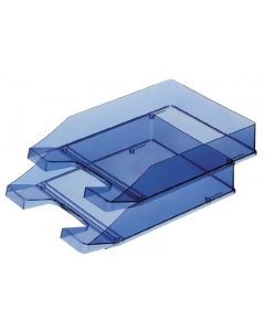 Vaschetta portacorrispondenza blu trasparente, sovrapponibile, realizzata in polistirolo antistatico. I binari permettono un comodo scorrimento per varie combinazioni. Un perfetto mix tra design moderno e massima funzionalità. Misura interna: 24,3x33,5x5,