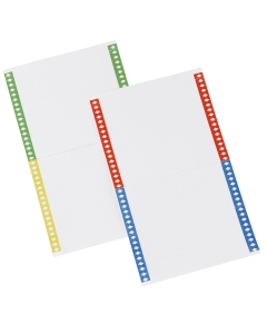 Cartoncini nel formato A4 (21x29.7cm) stampabili con qualsiasi stampante per personalizzare i lenticolari delle cartelle sospese per armadio. Ogni foglio contiene 40 etichette da 140mm. Confezione da 10 fogli.