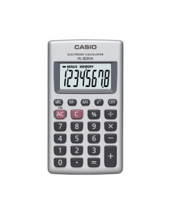 Calcolatrice da tavolo con un grande display a 8 cifre. La calcolatrice effettua calcoli di radice quadrata e calcoli percentuali. Tasti in plastica, alimentazione a batteria. Display a 8 cifre.  Alimentazione a batteria (LR54x1 o SR54x1). Tasti in plasti