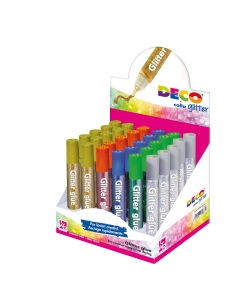 Colla glitter in display 30 penne colori assortiti.