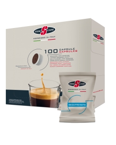 Capsula caffè monodose Decaffeinato compatibile con le macchine Lavazza Espresso Point (e Lavazza Espresso Point Bidose Maxi solo con adattatore). Gusto soave e delicato, in cui risaltano caratteristiche di aromaticità, acidità e persistenza. Miscela di c