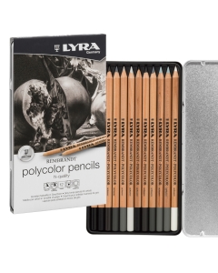 Set 12 matite in tonalità di grigie assortite per uso professionale. Mina maggiorata da 3,7mm composta da pigmenti permanenti. Intensi e brillanti per sfumature e sottotoni infiniti.