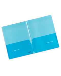Cartelline due tasche interne orizzontali, formato interno A4.  PP blu Disponibili in 2 colori.