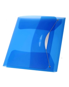 Cartelle  tre lembi Swing blu realizzate in PP traslucido da 0,5mm. Chiusura con elastico. Clip elegante e funzionale. Dorso espandibile fino a 2cm. Formato utile: 23,5x34,5cm. Confezione da 3.
