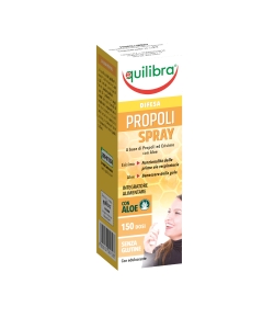 Propoli Spray Equilibra è un integratore alimentare a base di Propoli, Erisimo con Aloe. Il prodotto associa le proprietà della
Propoli con quelle dell'Erisimo. Noto come l'«erba dei cantanti», l'Erisimo svolge un'azione emolliente e lenitiva sulla mucosa