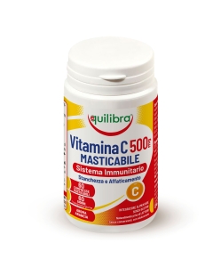 Vitamina C 500 di Equilibra è un integratore alimentare di Vitamina C in compresse masticabili all'aroma di arancia. La Vitamina C svolge molteplici azioni nel nostro organismo utili al nostro benessere: contribuisce alla normale funzione del sistema immu