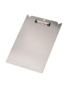 Portablocco in alluminio composito estremamente robusto e leggero: il 30% più leggero di un portablocco interamente in alluminio. Con foro, e due inviti portapenna, molla in acciaio, per documenti formato A4. Dimensioni esterne studiate per facilitare l'u