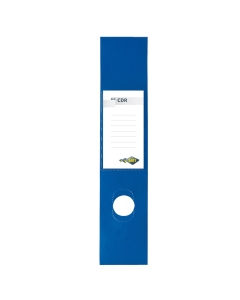 Copridorso autoadesivo in PVC morbido con porta cartellino ed etichetta intercambiabile. Dotato di foro adattabile a qualunque registratore e retro adesivo coprente. Formato 70x345 mm. Colore blu.