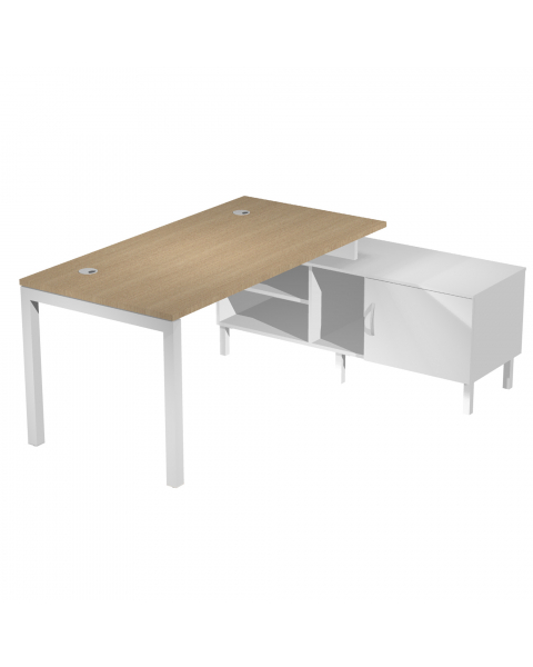 Scrivania con mobile di servizio portante (reversibile destro e sinistro). Gambe in metallo bianche a sezione quadrata 50x50 mm. Desktop con due anelli passacavi diam. 80 mm.
Dimensioni complessive:L.145 x P.288 x H.72,5 cm
Dimensioni desktop:120x80cmxH72