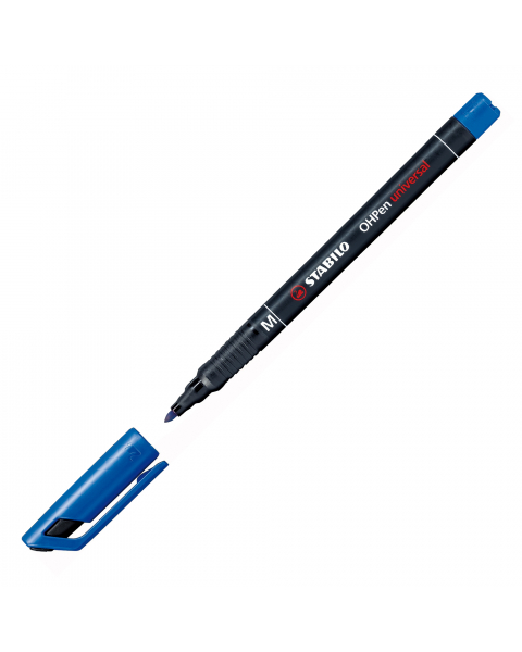 Pennarello indelebile con punta in fibra per superfici lisce, lucidi, CD-DVD. Può rimanere senza cappuccio fino a tre giorni senza seccare.
Punta 1,0mm. Colore: blu.