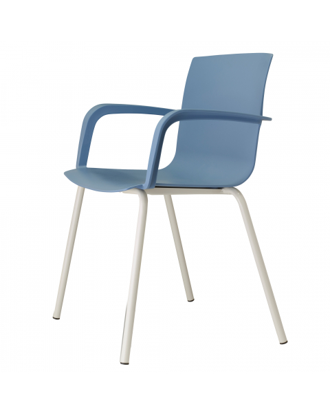 Seduta visitatore 100% polipropilene con 4 gambe - impilabile - struttura acciaio verniciato bianco - completa di braccioli. Alt. tot: 79cm; Prof.tot: 49cm; Alt.schienale: 37cm; Largh.schienale: 48cm; Largh. sedile: 48cm; Prof.sedile: 50cm; Alt.sedile: 44