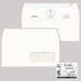 Busta bianca strip 100 gr, con finestra 4x10cm; in carta riciclata 100%, materiale per finestra in pergamino