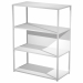 Librerie in metallo con struttura a sezione quadrata 20x20mm verniciate a polvere epossidica. Ripiani, base dietro e top in melaminico (il dietro può essere posizionato a scelta in qualsiasi vano). Le librerie possono essere installate a terra (kit di mon