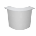 Sopralzo angolare reception L96,5 x P96,5 x H115cm composto da top in melaminico (P30 cm - sp. 28 mm - con bordo antiurto in ABS 3 mm) e pannello frontale in metallo traforato.I banconi lineari sono componibili per affiancamento e si possono unire anche a