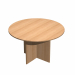 TAVOLO RIUNIONE tondo da 4 POSTI Ø120 x H72cm. Realizzato in melaminico spessore 22 mm, certificato classe E1. Piani bordati con profili antiurto sagomato, gambe in melaminico sp. 22 mm e piedini regolabili per la massima stabilità.