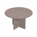 TAVOLO RIUNIONE tondo da 4 POSTI Ø120 x H72cm. Realizzato in melaminico spessore 22 mm, certificato classe E1. Piani bordati con profili antiurto sagomato, gambe in melaminico sp. 22 mm e piedini regolabili per la massima stabilità.