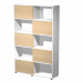 Libreria alta a 5 ripiani con 5 ante scorrevoli. Struttura e ante in truciolare nobilitato melaminico antigraffio ed antiriflesso spessore 18 mm. Piedini regolabili. 
• Dimensioni utili singola casella: L57,2 x P31,8 x H35,4cm
• Dimensioni totali libreria
