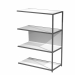 Modulo aggiuntivo per libreria Modular. Struttura in metallo sezione 20x20 mm.  Altezza vano ripiani 370 mm, dietro assemblabile in qualsiasi vano fronte/retro (bifacciale).