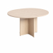 Tavolo riunione tondo Ø120 x H73cm (4 posti). In materiale melaminico classe E1 con finitura antigraffio e antiriflesso. Piani spessore 25mm gambe a croce e piedini regolabili in altezza.