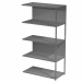 Modulo aggiuntivo per libreria Modular. Struttura in metallo sezione 20x20 mm.  Altezza vano ripiani 370 mm, dietro assemblabile in qualsiasi vano fronte/retro (bifacciale).