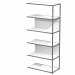 Modulo aggiuntivo per libreria Modular. Struttura in metallo sezione 20x20 mm.  Altezza vano ripiani 370 mm, dietro assemblabile in qualsiasi vano fronte/retro (bifacciale).