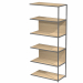 Modulo aggiuntivo per libreria Modular. Struttura in metallo sezione 20x20 mm.  Altezza vano ripiani 370 mm, dietro assemblabile in qualsiasi vano fronte/retro (bifacciale).