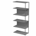Modulo aggiuntivo per libreria Modular. Struttura in metallo sezione 20x20 mm.  Altezza vano ripiani 370 mm, dietro assemblabile in qualsiasi vano fronte/retro (bifacciale).