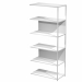 Modulo aggiuntivo per libreria Modular. Struttura in metallo sezione 20x20 mm.  Altezza vano ripiani 370 mm, dietro assemblabile in qualsiasi vano fronte/retro (bifacciale).