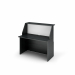Reception modulare dal design lineare e moderno. Dimensioni totali: L120 x P76,1 x H117cm. Dimensioni sopralzo: L120 x P30cm. Dimensioni desktop: L120 x P60cm. I banconi sono tutti autoportanti, compreso il modulo ad angolo 90° (reversibile destro/sinistr