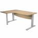 Scrivania Compact SINISTRO fianchi a L in metallo L180 x P120/80/60 x H73cm. In materiale melaminico classe E1 con finitura antigraffio e antiriflesso. Piani spessore 25mm completo di due anelli passacavi e bordo antiurto in ABS 2mm, piedini regolabili in