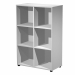 Casellario con 6 caselle a giorno L80 x P40 x H121,6cm (piedini compresi). Contenitori a casellario realizzati in melaminico bilaminato antigraffio e antiriflesso conforme alle norme UNI e EN classe E1. Componibili per affiancamento. Top, fianchi, ripiani