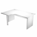 Scrivania Compact Sinistro fianchi melaminico L180 x P120/80/60 x H73cm con supporto matal. In materiale melaminico classe E1 con finitura antigraffio e antiriflesso.