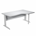 Scrivania compact destro sagomata con fianchi metal ad L verniciati effetto cromato. Spessore 22mm. Completi di canalina passacavi e piedini regolabili in altezza e supporto metal. Desktop con bordo anti urto in ABS da 2mm. Dimensioni: 160x60/80/100x72cm.