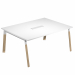 Tavolo riunione completo di eco-pass con marsupio per il passaggio dei cavi. Gambe bimateriale metallo e legno massello.
Dimensioni: 160x120x72,5cm. Spessore 25mm. Piano bianco.