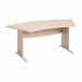 Scrivanie direzionali in materiale melaminico classe E1 con finitura antigraffio e antiriflesso. Piano sagomato di 190x96xH73cm con pratici passacavi colore alluminio. Bordo antiurto in ABS 2mm. Gambe scrivania nelle versione a L con piedi in metallo. Pie