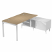 Scrivania con mobile di servizio portante (reversibile destro e sinistro). Gambe in metallo bianche a sezione quadrata 50x50 mm. Desktop con due anelli passacavi diam. 80 mm.
Dimensioni complessive:L.165 x P.288 x H.72,5 cm
Dimensioni desktop:140x80cmxH72