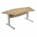 Scrivanie direzionali in materiale melaminico classe E1 con finitura antigraffio e antiriflesso. Piano sagomato di 190x96xH73cm con pratici passacavi colore alluminio. Bordo antiurto in ABS 2mm. Gambe scrivania nelle versione a L tutto in metallo. Piedini