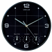 Orologio da parete con ottimo contrasto visivo grazie ai numeri bianchi su fondo nero. Particolarmente indicato per reception, mostra 4 differenti fusi orari (New York, Londra, Tokyo). Efficiente meccanismo al quarzo. Struttura in plastica con protezione 