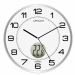 Orologio da parete sobrio e moderno. Dotato di termometro digitale che segnala su un display LCD la temperatura ambiente. Struttura in plastica con protezione in vetro. Alimentazione: 1 batteria AA 1,5V (inclusa).  Made in China.