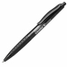 Penna a sfera con meccanismo a scatto con impugnatura gommata antiscivolo. Materiale traslucido dai colori vivaci. Inchiostro indelebile a norma ISO 12752-2 (tranne rosso). Refill sostituibile. 
Punta M. Colore: nero.