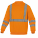 Felpa sportiva con polsini e parte bassa della felpa con bordo a coste. Bande a bretella colore argento. Colore arancio fluo. Categoria DPI: 2. Certificazione CE. Conformità alle norme EN ISO 13688:2013 e EN ISO 20471:2013 /A1:2016.