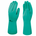Guanto nitrile floccato cotone. Lunghezza : 33 cm. Spessore : 0,40 mm. Presa antiscivolo, sull'asciutto come sul bagnato (oleoso o grasso). Prestazioni migliori rispetto a guanti simili in lattice naturale o in neoprene.Morbidezza. Manualità. Durata. Stru