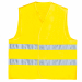 Gilet in poliestere con chiusura mediante fascia auto-stringente. Strisce retro-riflettenti cucite. Categoria DPI: 2. Certificazione CE. Conformità alle norme EN ISO 13688:2013 e EN ISO 20471:2013 /A1:2016.
