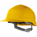 Elmetto da cantiere e ponteggi in polietilene alta resistenza (HDPE), trattato anti-UV. Cuffia polietilene BD, con 8 punti di fissaggio. Frontalino spugna. Chiusura a fibbia. Regolabile per un diametro della testa compreso fra 53 e 63 cm. Elmetto dielettr