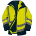 Parka 5 in 1 da pioggia : Cuciture impermeabili. Chiusura zip doppio cursore anti-freddo sotto baverina stringente. Polsini regolabili con chiusura con velcro. 3 tasche di cui 1 con zip all'interno. Alta visibilità : Classe 3 - Bande a bretella e parallel